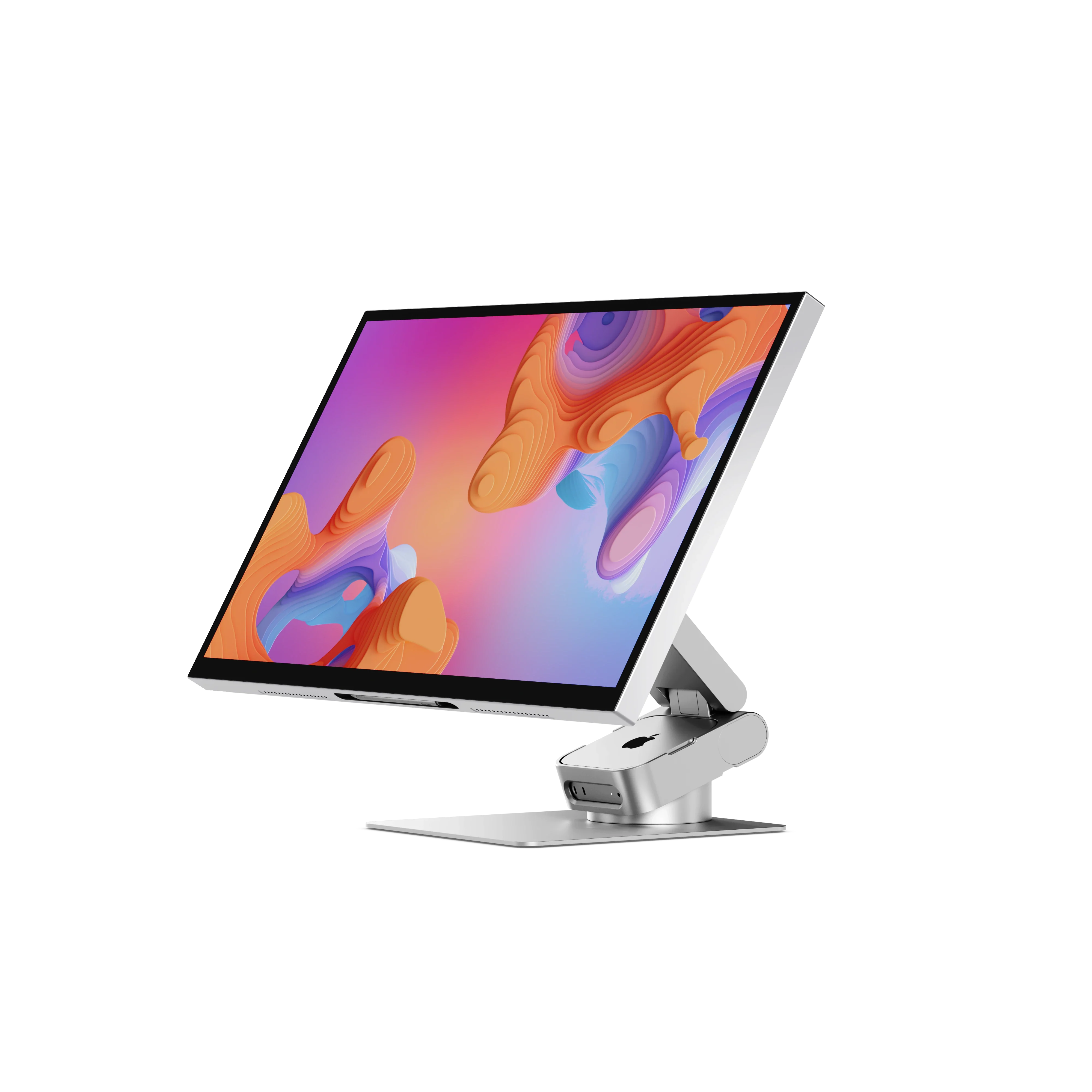 Modern computer monitor with colorful display on a white background