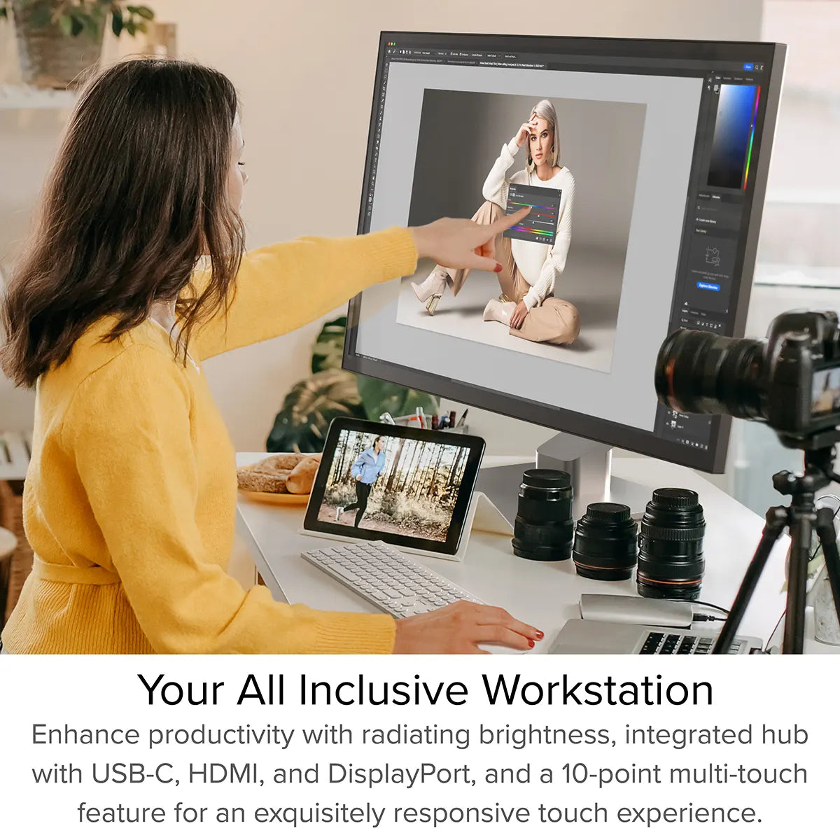 Clarity Max Touch 32" UHD 4K Monitor with USB-C Power Delivery, Webcam and Touch Screen + Dual 4K Universal Docking Station _ HDMI Edition