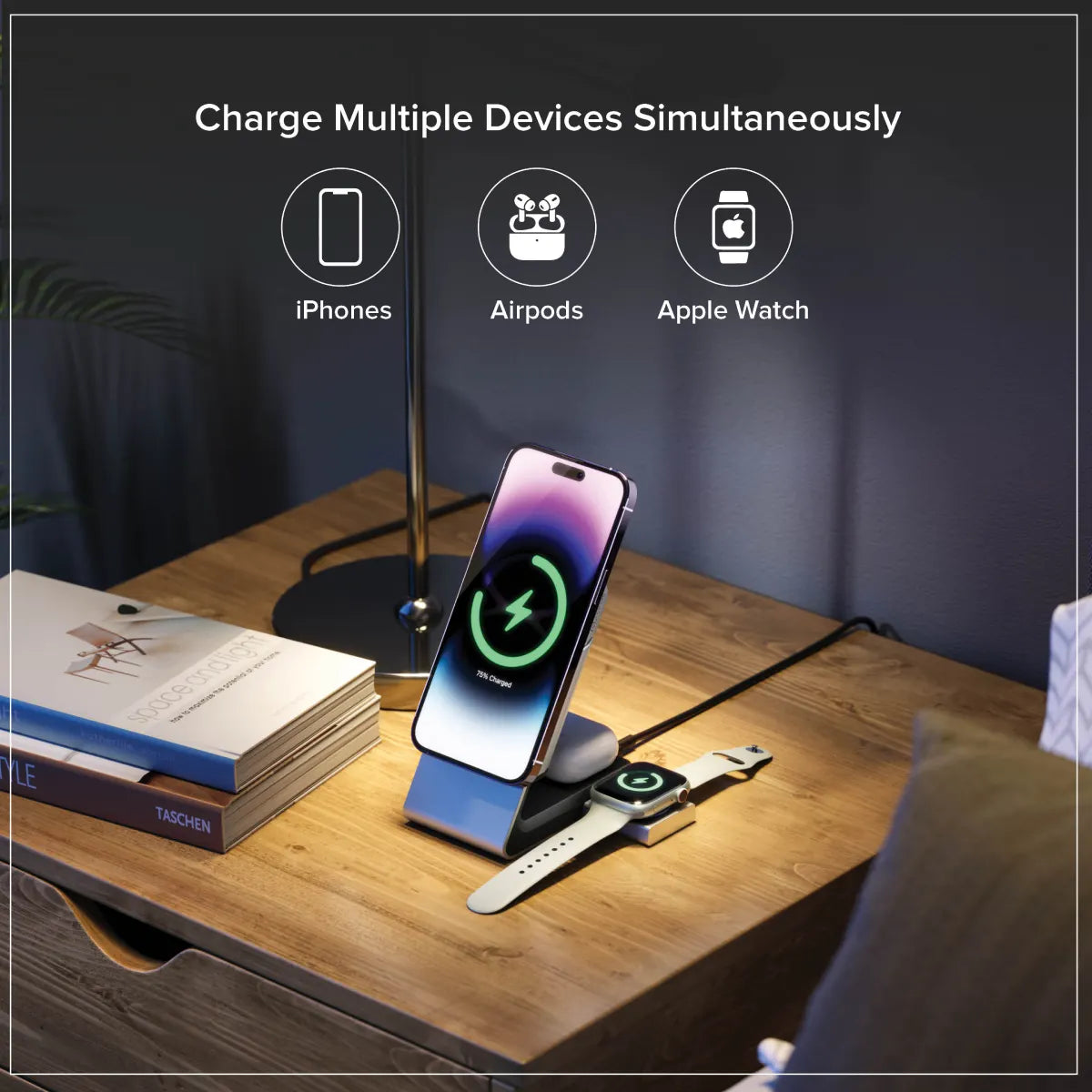 Matrix+ 3-in-1 Magnetic Charging Dock with 5000mAH Wireless Power Bank & 30W Multi Country Power Adapter
