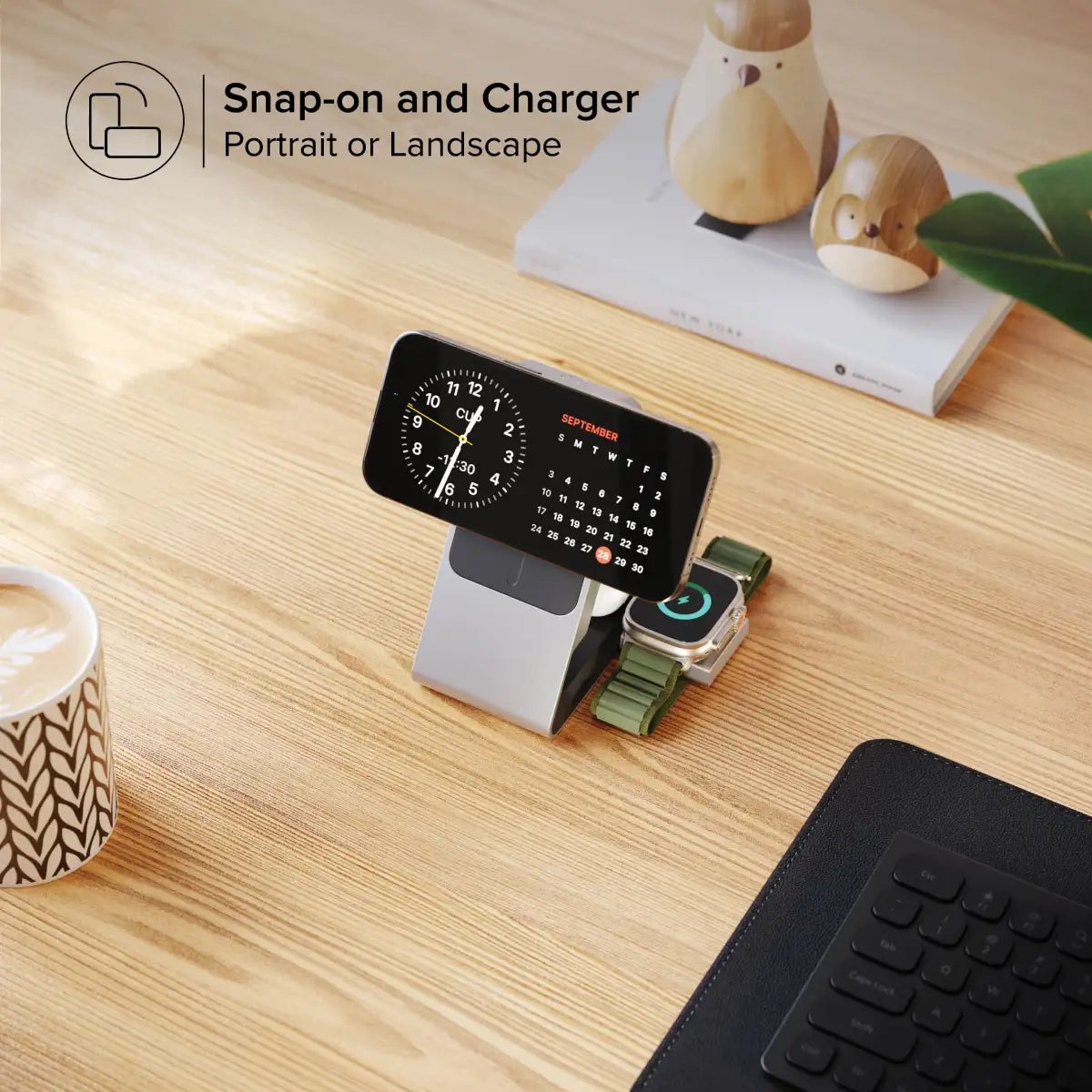 Matrix+ Flow 3-in-1 Charging Dock with Wireless 5000mAH Power Bank and Car Charger Cradle