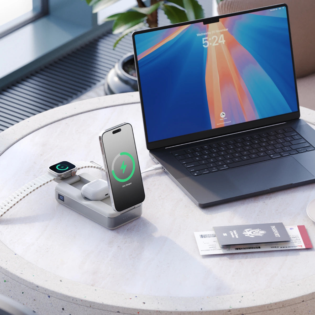 Roam 21,000mAh 6-in-1 Power Bank with Qi2 Fast Wireless and 100W USB-C Laptop Charging