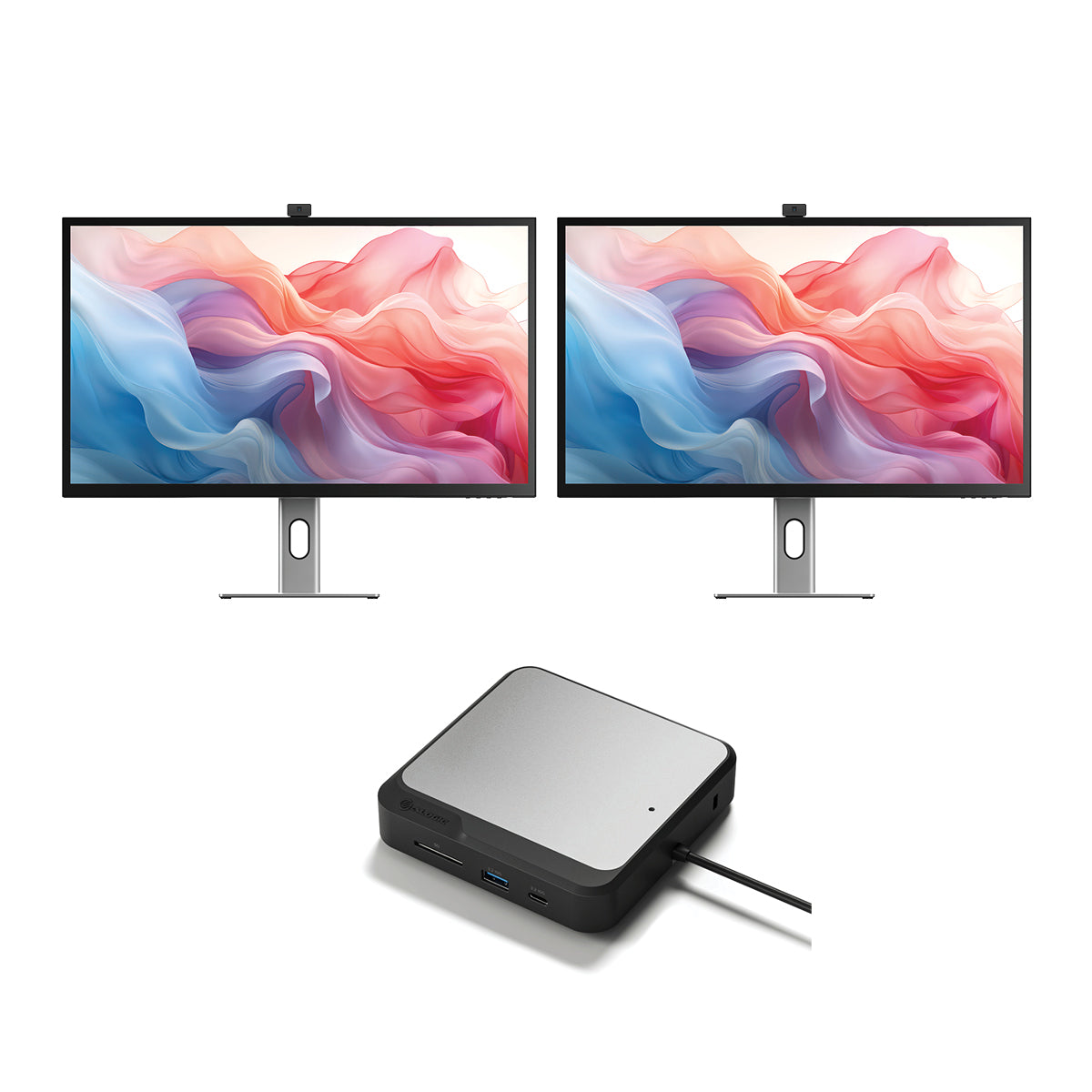 Clarity Max Touch 32" UHD 4K Monitor with USB-C Power Delivery, Webcam and Touch Screen (Pack of 2) + Dual 4K Universal Docking Station _ HDMI Edition