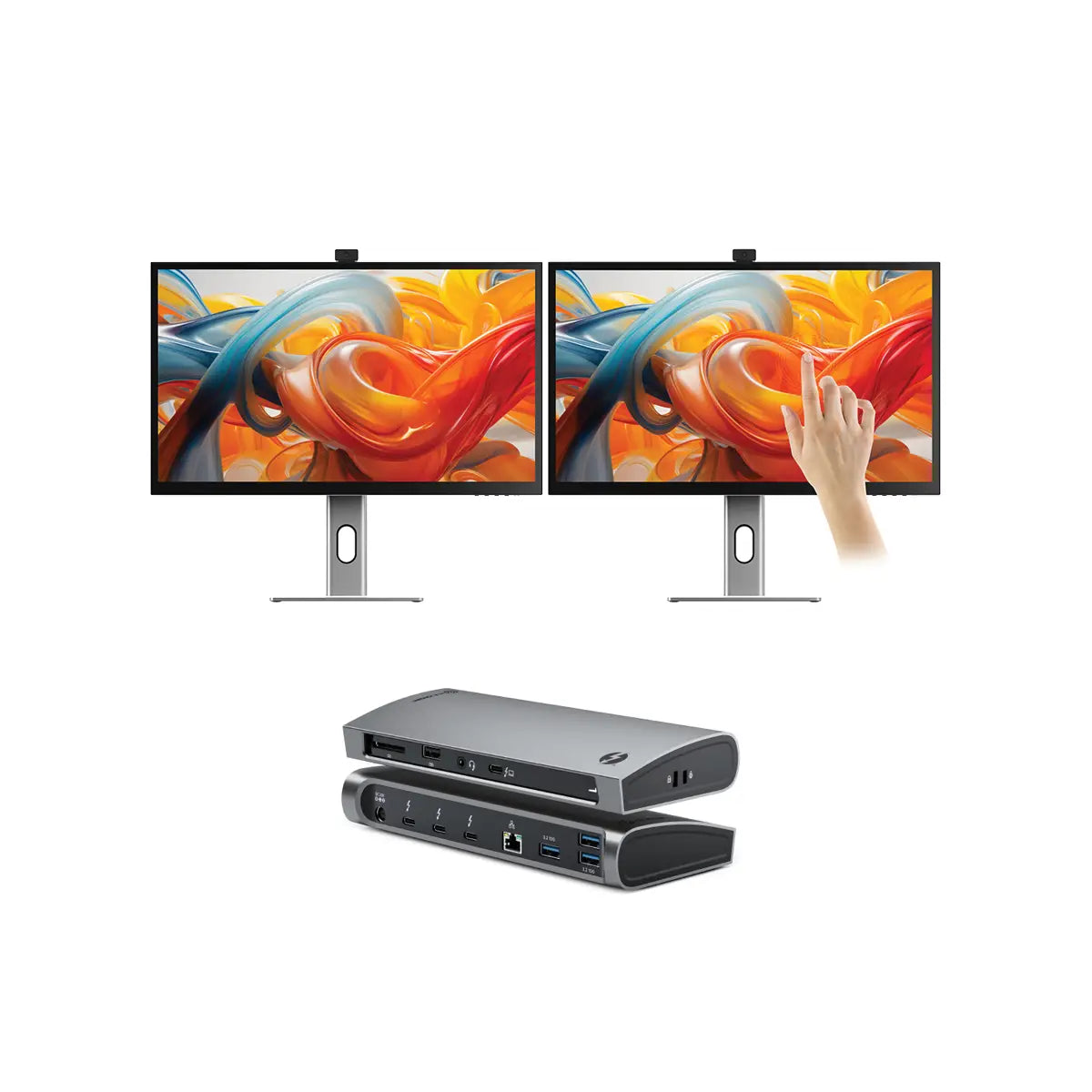 clarity-pro-touch-27-uhd-4k-monitor-with-65w-pd-webcam-and-touchscreen-pack-of-2-thunderbolt-4-blaze-docking-station1