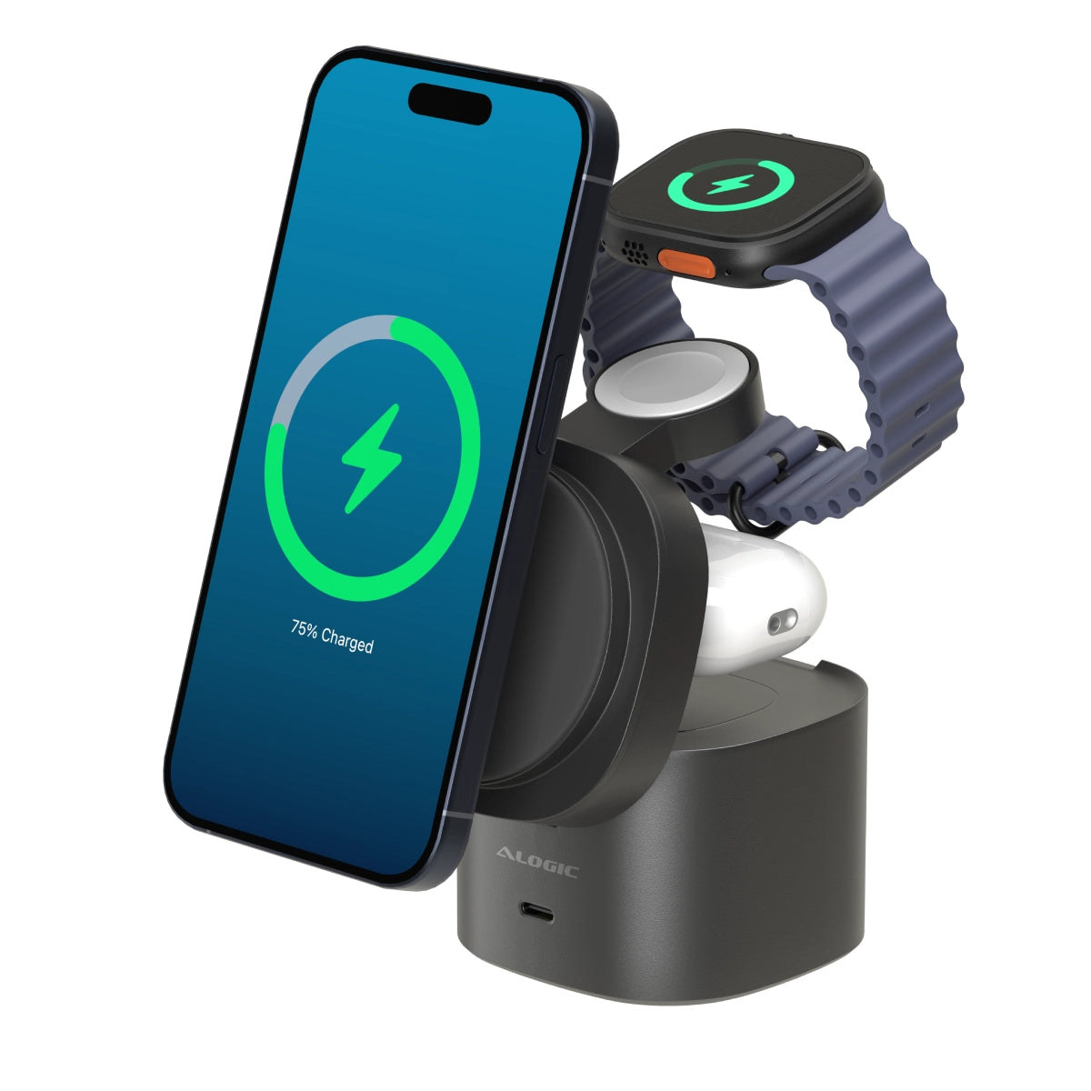 PowerPod 4-in-1 Qi2 Fast Wireless Charging Stand