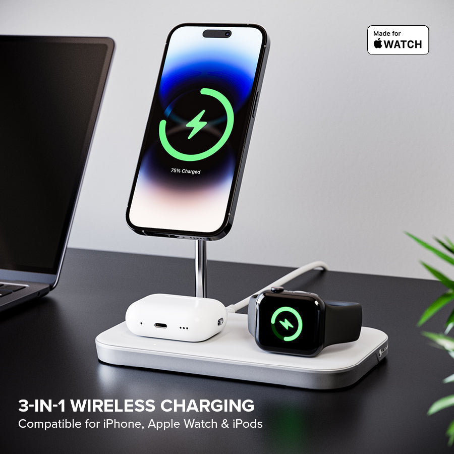 3-in-1 Wireless Charging Station - compatible for iPhone, apple watch, ipods