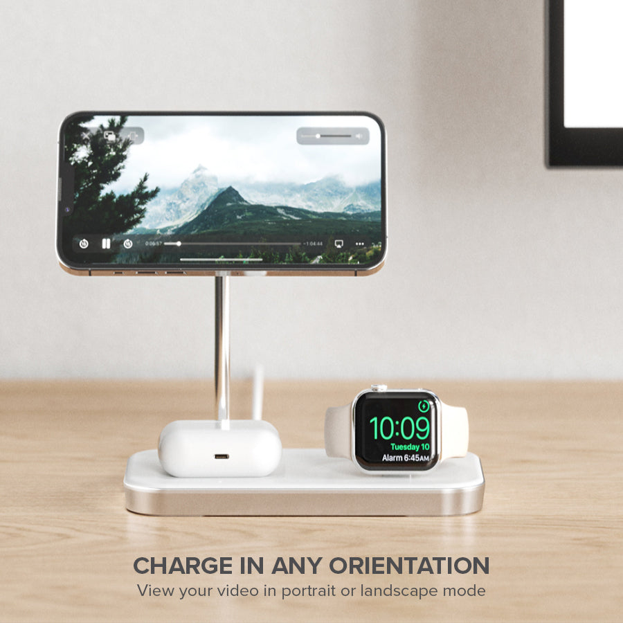 3-in-1 Wireless Charging Station - charge in portrait or landscape